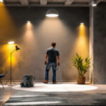A photograph of a well-lit room featuring various types of can lights in use