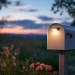 A photograph of a beautifully designed mailbox equipped with a solar light