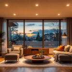 A photograph of a beautifully designed interior space featuring 2-inch recessed can lights