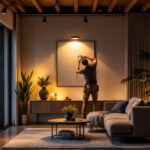 A photograph of a well-lit interior space showcasing modern 3-inch pot lights in action