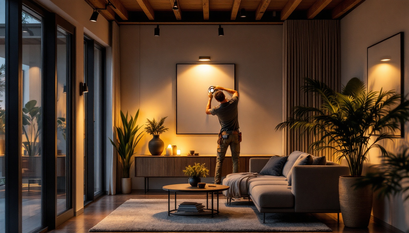 A photograph of a well-lit interior space showcasing modern 3-inch pot lights in action