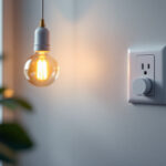 A photograph of a stylish single plug wall outlet in a well-lit room