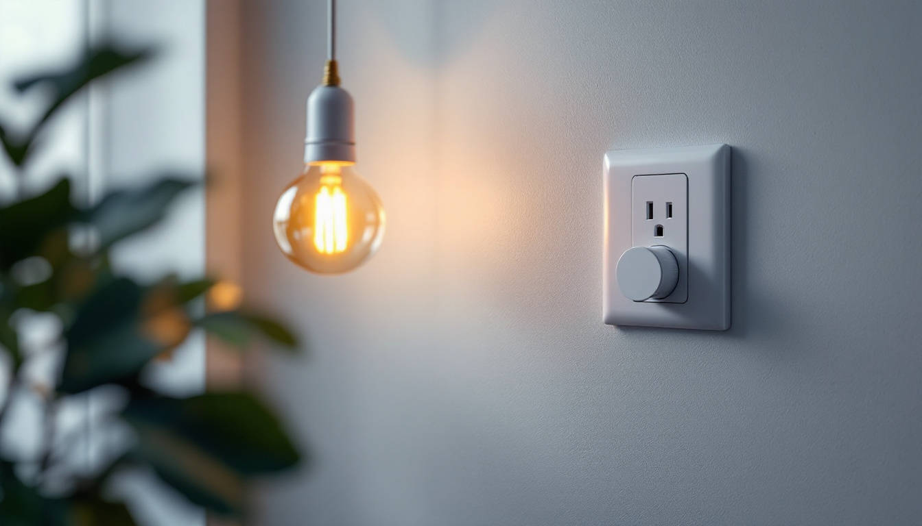 A photograph of a stylish single plug wall outlet in a well-lit room
