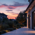 A photograph of a beautifully illuminated outdoor space at dusk
