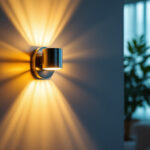 A photograph of a stylishly designed led wall lamp illuminating a modern interior space