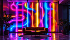 A photograph of a stunning wall of led lights in a modern setting