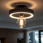 A photograph of a beautifully designed recessed light chandelier in a stylish interior setting