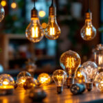 A photograph of a beautifully arranged display of various decorative bulbs in different styles and colors