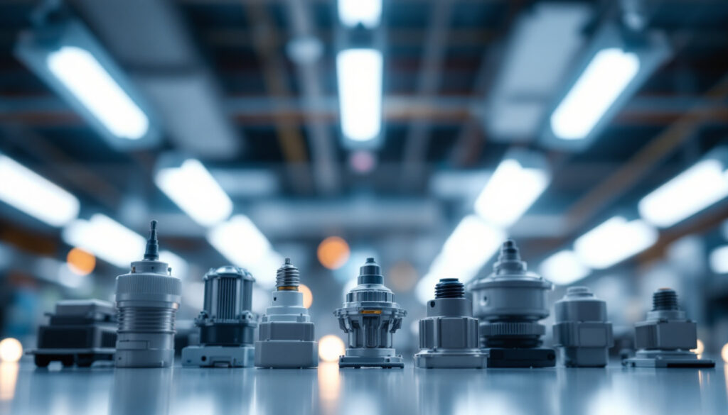 A photograph of a close-up of various types of fluorescent ballasts