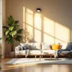 A photograph of a well-lit interior space showcasing solar lights integrated into the home decor