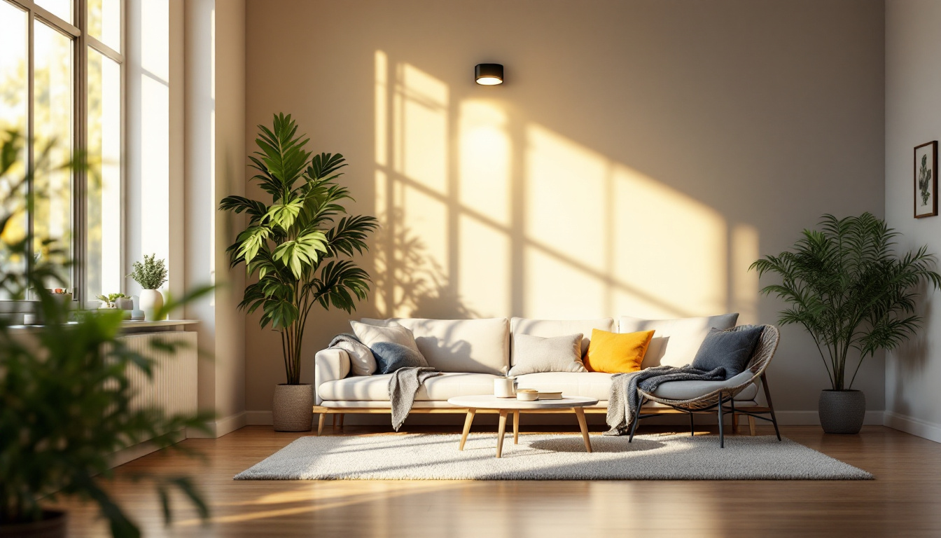 A photograph of a well-lit interior space showcasing solar lights integrated into the home decor