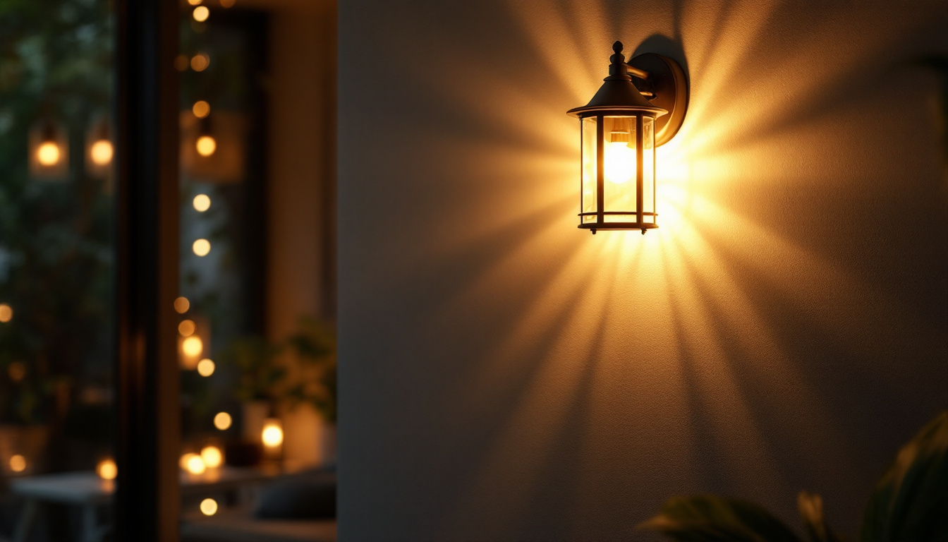 A photograph of a beautifully designed indoor wall lantern illuminating a cozy