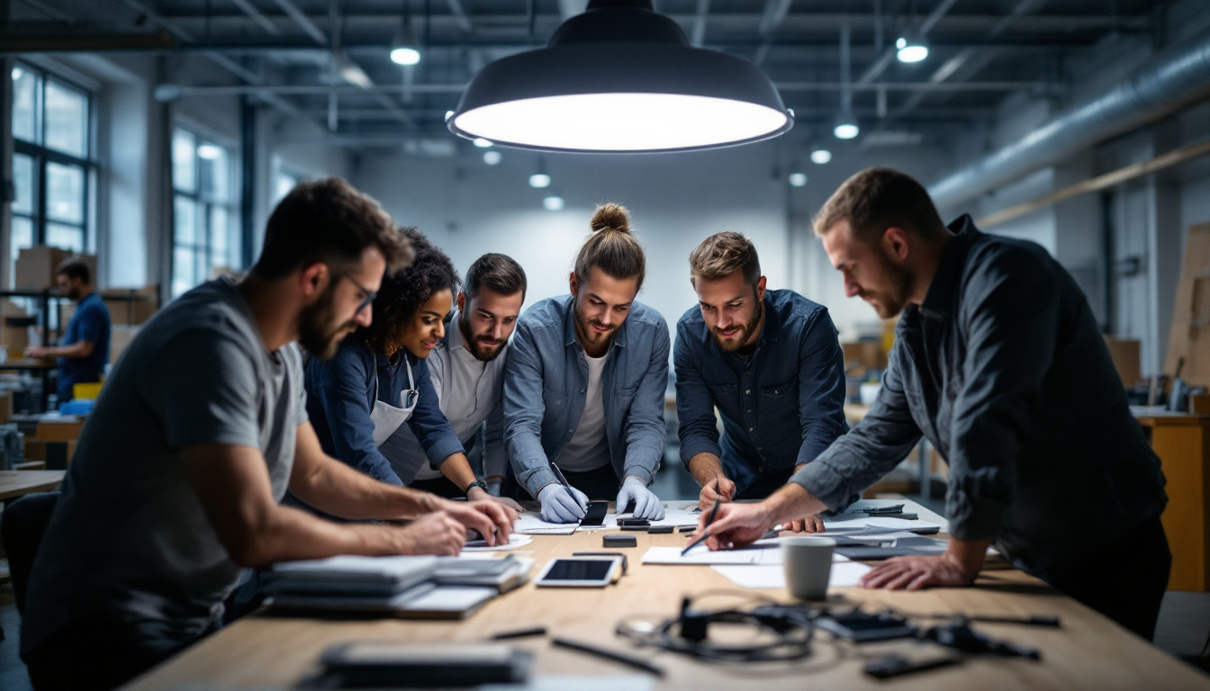 A photograph of a diverse team of professionals engaged in a hands-on training session
