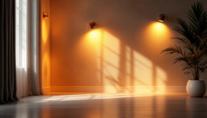 A photograph of a beautifully designed room showcasing various light covers on the walls