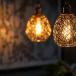 A photograph of a beautifully designed decorative light fixture in a stylish interior setting