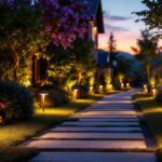 A photograph of a beautifully illuminated outdoor space featuring solar strip lights