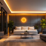A photograph of a well-lit modern interior space featuring 3-inch led recessed lighting fixtures