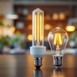 A photograph of a side-by-side comparison of t8 and t12 led bulbs