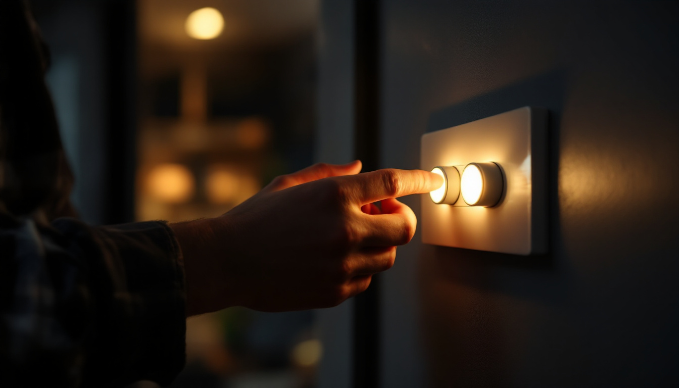 A photograph of a skilled lighting contractor adjusting a sleek