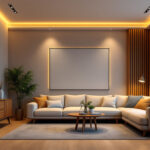 A photograph of a well-designed room featuring modern recessed lighting installations