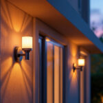 A photograph of a beautifully designed outdoor flush mount light fixture installed in an inviting outdoor setting