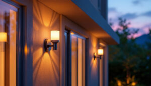 A photograph of a beautifully designed outdoor flush mount light fixture installed in an inviting outdoor setting