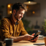 A photograph of a lighting contractor demonstrating the use of a led lamp with a remote control in a well-lit workspace