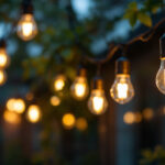A photograph of a well-lit indoor or outdoor lighting installation featuring bright