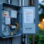 A photograph of a well-organized outdoor electrical box installation