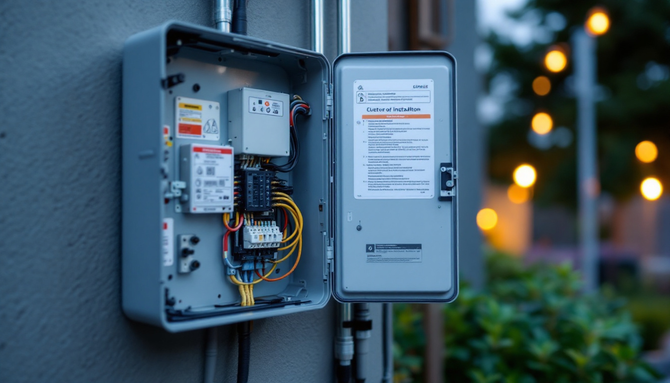A photograph of a well-organized outdoor electrical box installation