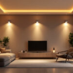 A photograph of a well-lit room featuring stylish 3 led recessed lighting fixtures