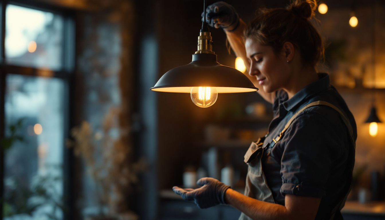 A photograph of capture a photograph of a beautifully designed pendant lamp hanging in a stylish interior setting