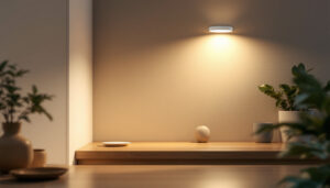 A photograph of a well-lit installation showcasing the 4 wafer light in a practical setting