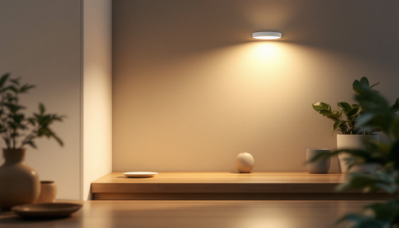 A photograph of a well-lit installation showcasing the 4 wafer light in a practical setting