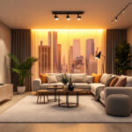 A photograph of a modern interior space featuring stylish led recessed light bulbs in action