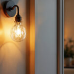 A photograph of a beautifully designed lighting sconce installed in an elegant interior setting