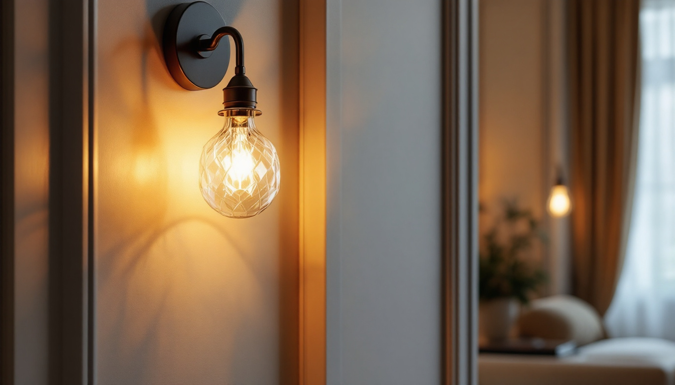 A photograph of a beautifully designed lighting sconce installed in an elegant interior setting