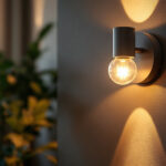 A photograph of a beautifully designed wall light fixture in a stylish interior setting