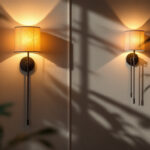 A photograph of a beautifully designed interior space featuring stylish sconces that illuminate the room
