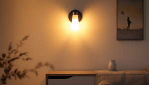 A photograph of a stylish wall lamp led light installed in a modern interior setting