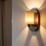 A photograph of a beautifully designed wall sconce in a stylish interior setting