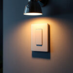 A photograph of a stylish wall switch integrated into a beautifully designed lighting setup