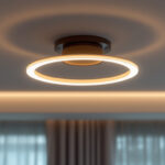 A photograph of a beautifully designed ceiling mount light fixture in a stylish interior setting