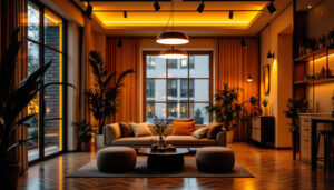 A photograph of a well-lit indoor space showcasing the warm and inviting glow of 5000k lighting