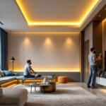 A photograph of a well-designed interior space featuring stylish recessed lighting installations