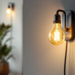A photograph of a stylish wall bulb installation in a modern interior setting