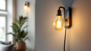 A photograph of a stylish wall bulb installation in a modern interior setting
