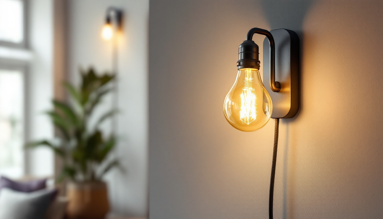 A photograph of a stylish wall bulb installation in a modern interior setting