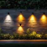 A photograph of a beautifully illuminated outdoor wall featuring various styles of led lights