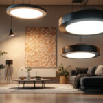 A photograph of a well-lit room featuring various styles of recessed lighting fixtures in action